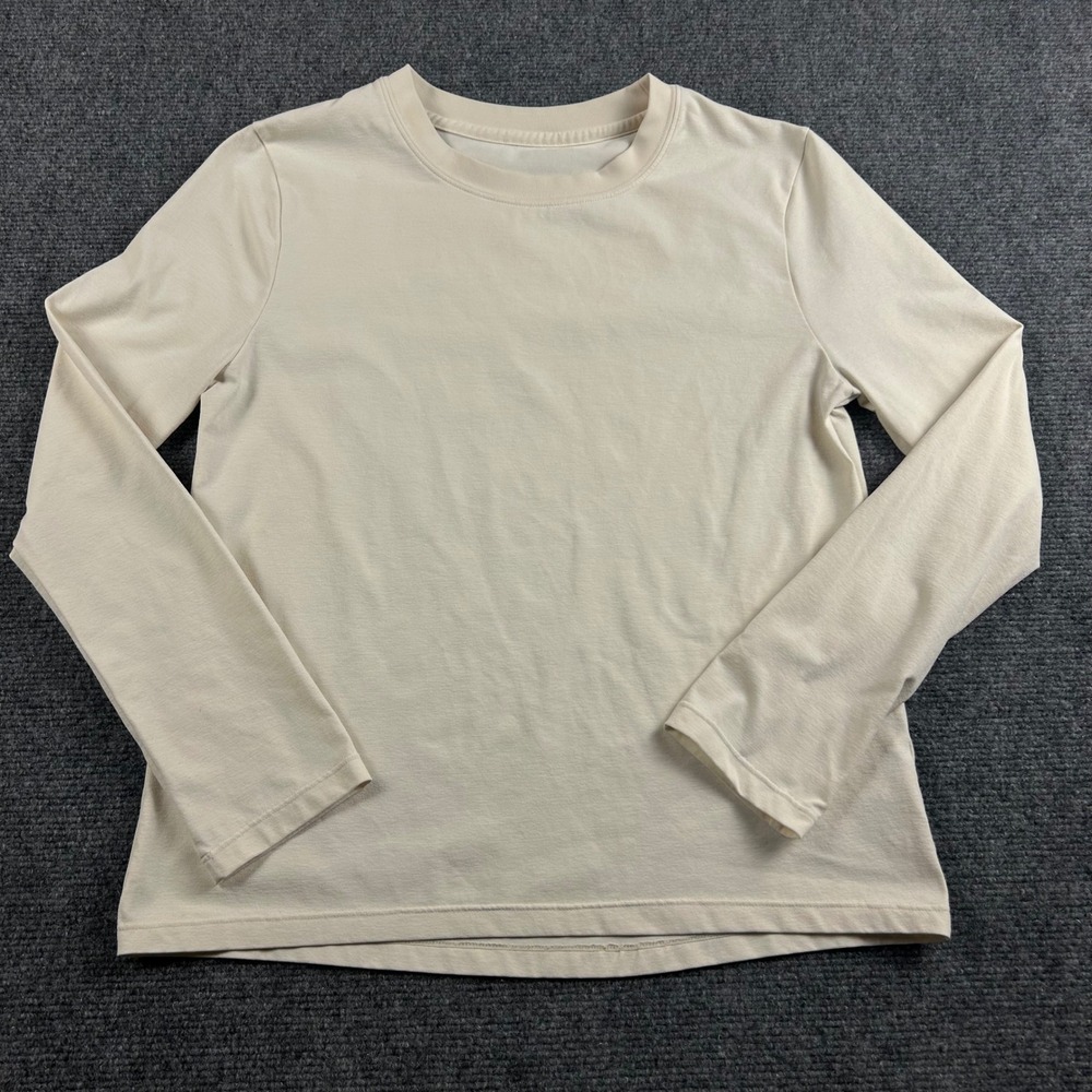 Andar Womens Long Sleeve Crewneck Athletic Top Cream Size 2